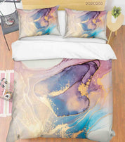 3D Colorful Marble Texture Quilt Cover Set Bedding Set Duvet Cover Pillowcases 60- Jess Art Decoration