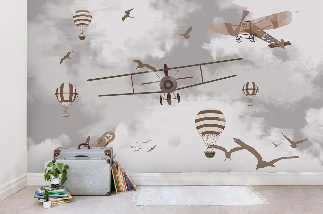 3D Retro Cartoon Helicopter Wall Mural Wallpaper 46- Jess Art Decoration