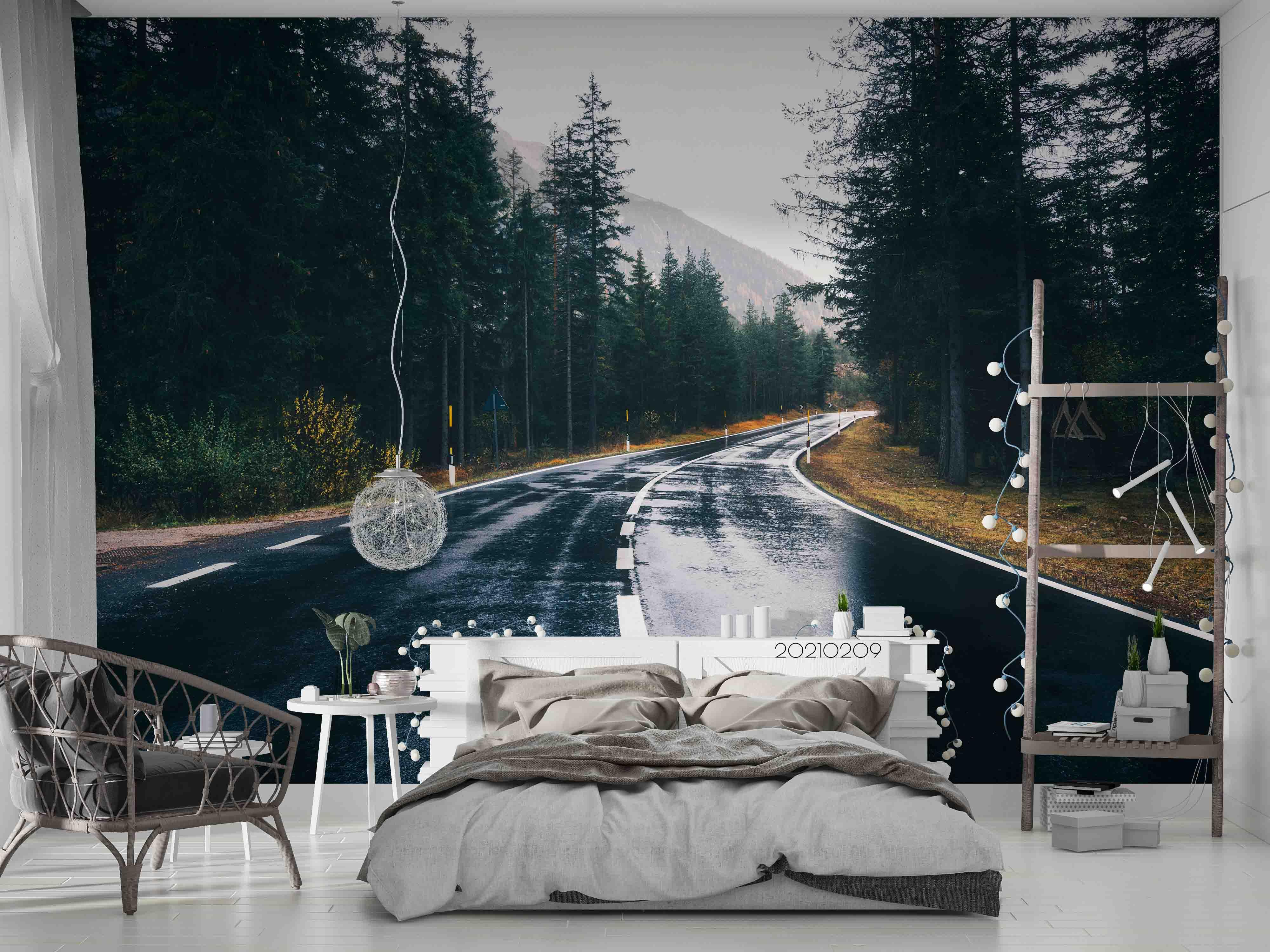 3D Road Forest Landscape Wall Mural Wallpaper LQH 224- Jess Art Decoration