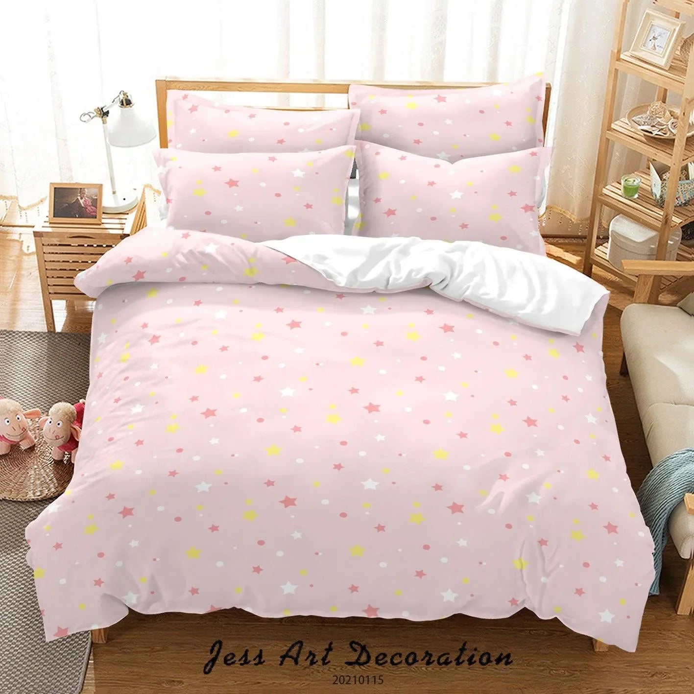 3D Hand Drawn Pink Star Quilt Cover Set Bedding Set Duvet Cover Pillowcases 38- Jess Art Decoration