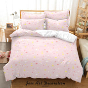 3D Hand Drawn Pink Star Quilt Cover Set Bedding Set Duvet Cover Pillowcases 38- Jess Art Decoration