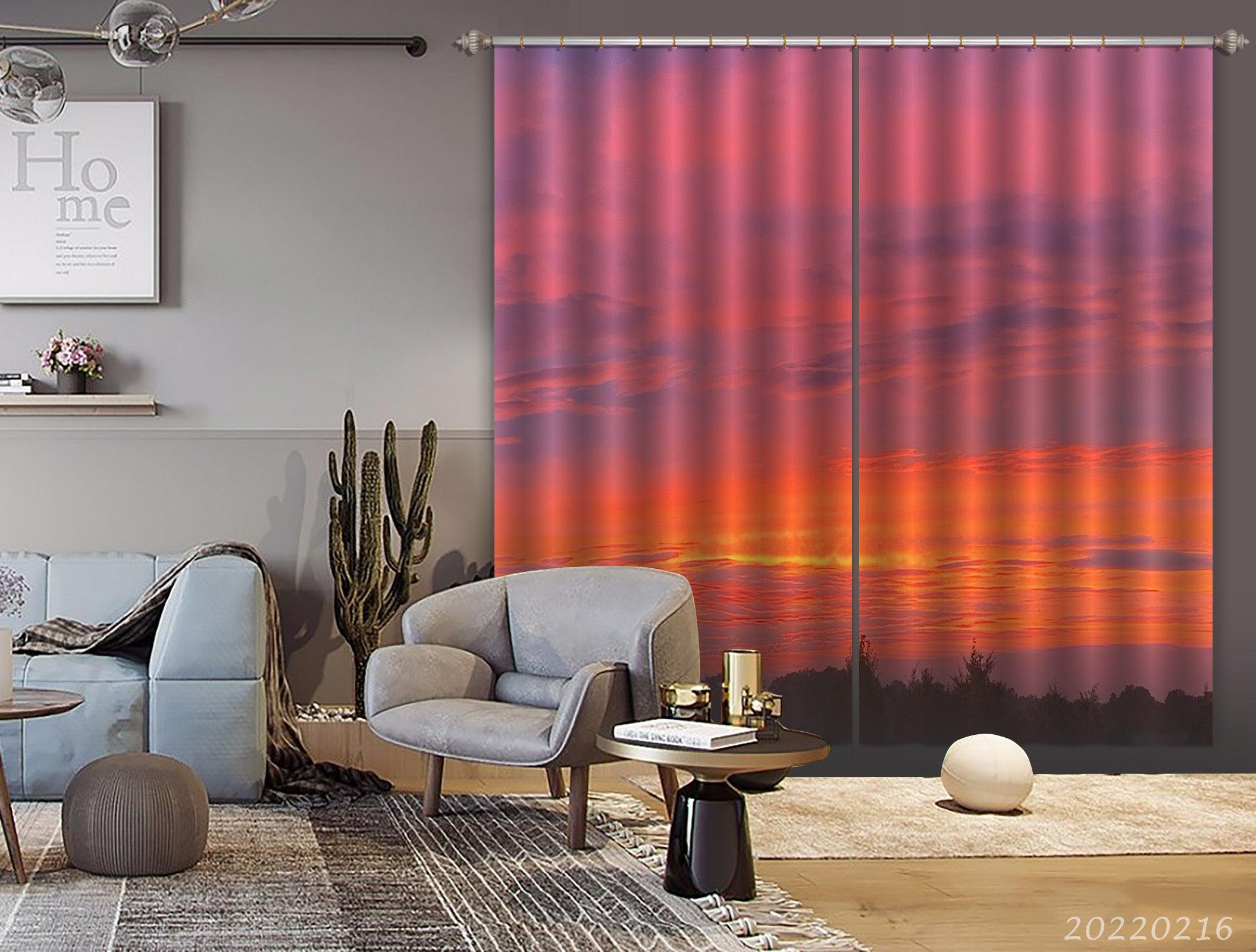 3D Woods Pink Sky Cloud Curtains and Drapes GD 2217- Jess Art Decoration