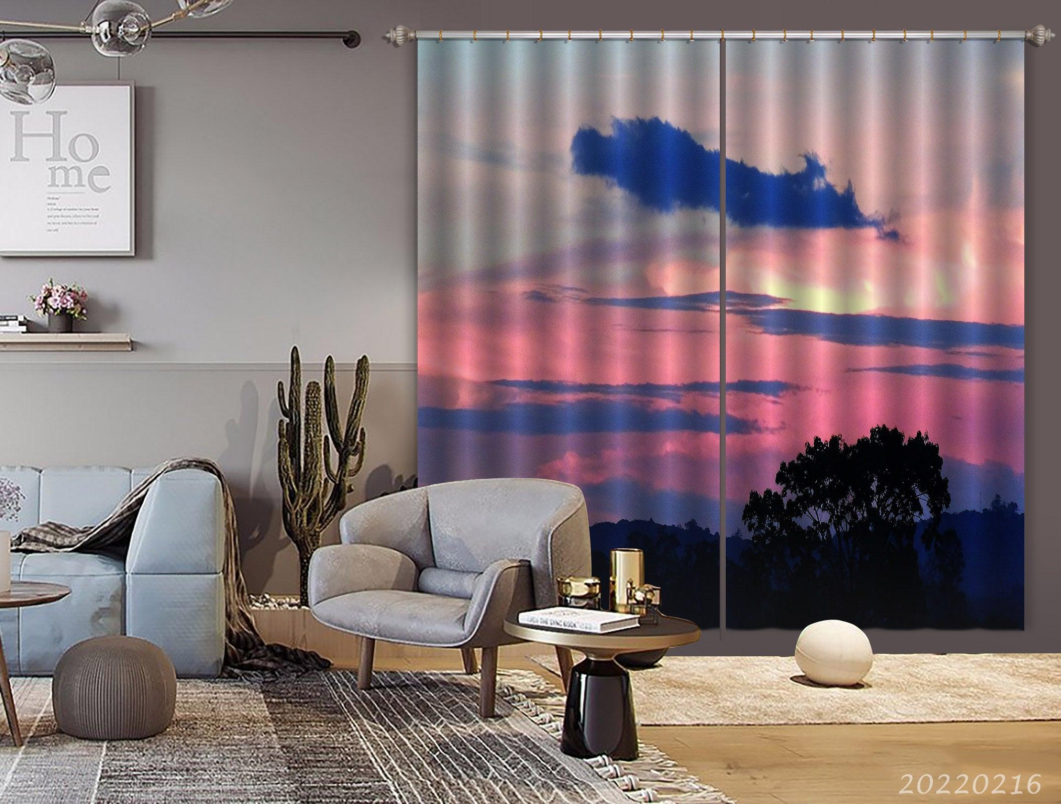 3D Woods Pink Sky Cloud Curtains and Drapes GD 2054- Jess Art Decoration