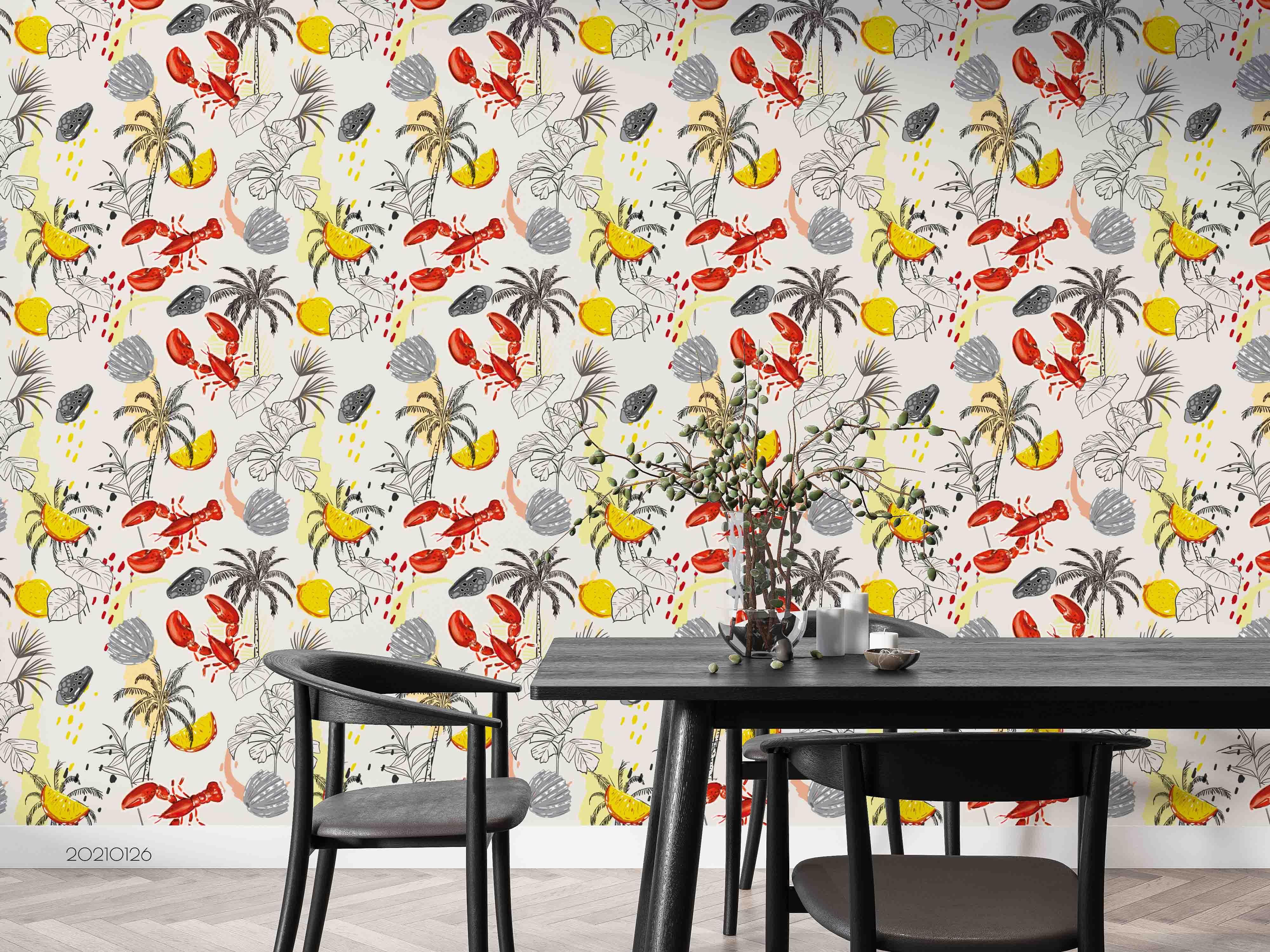 3D Hand Drawn Color Floral Leaves Wall Mural Wallpaper LQH 23- Jess Art Decoration