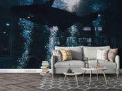 3D  Black Shark  Animal Wall Mural Wallpaper SWW1739- Jess Art Decoration