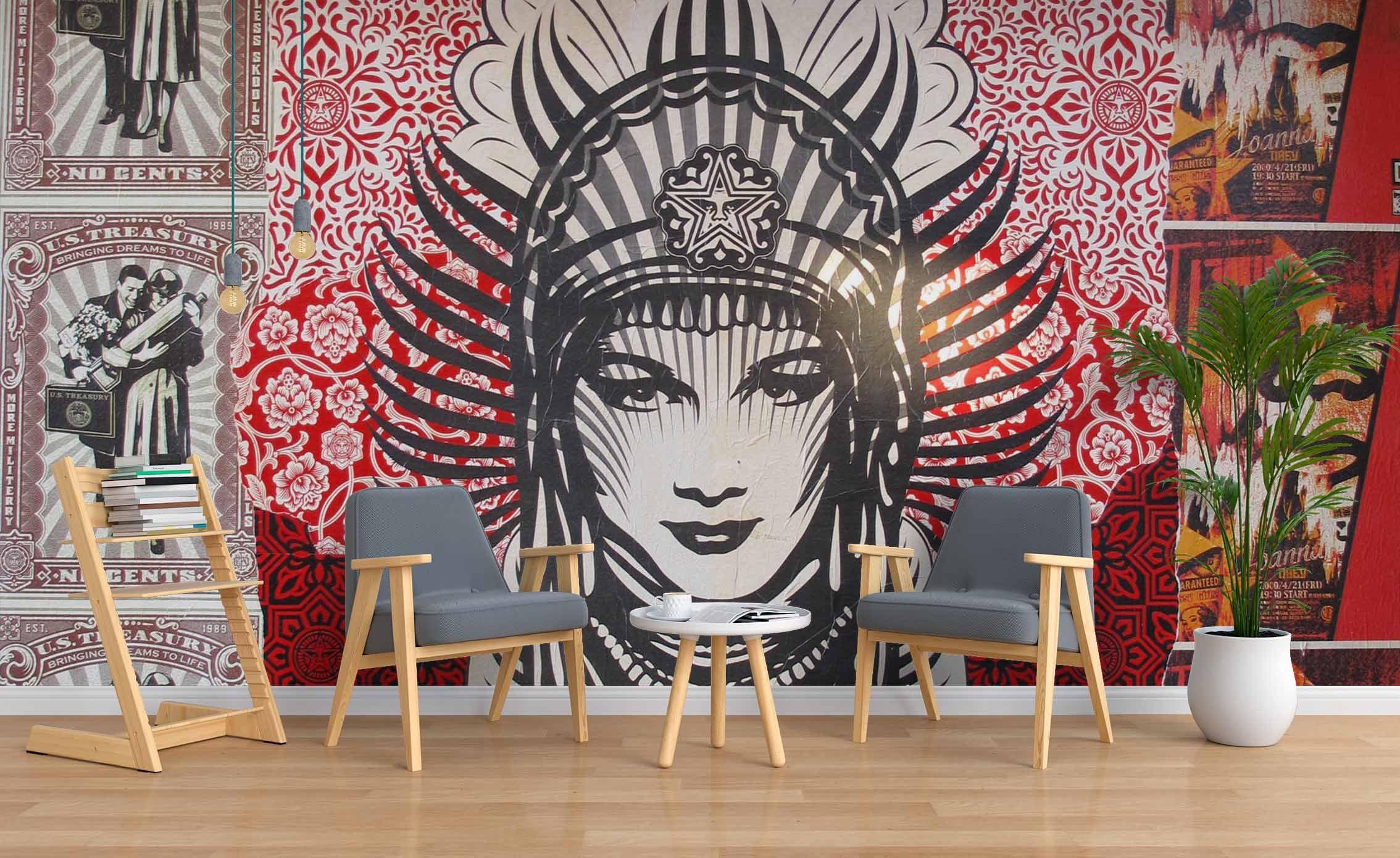3D Retro Character Portrait retro character portrait mural wall mural wallpaper for dining room