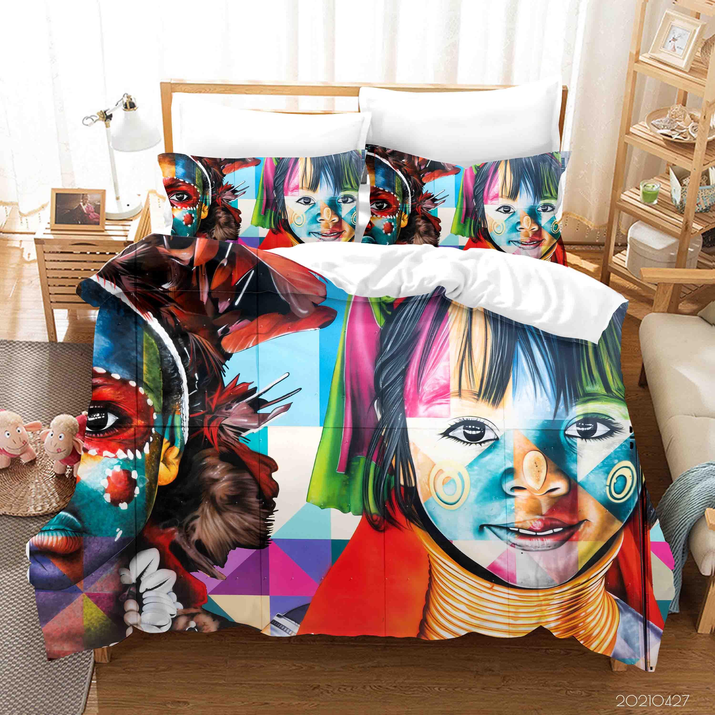 3D Abstract Color Children Graffiti Quilt Cover Set Bedding Set Duvet Cover Pillowcases 138- Jess Art Decoration