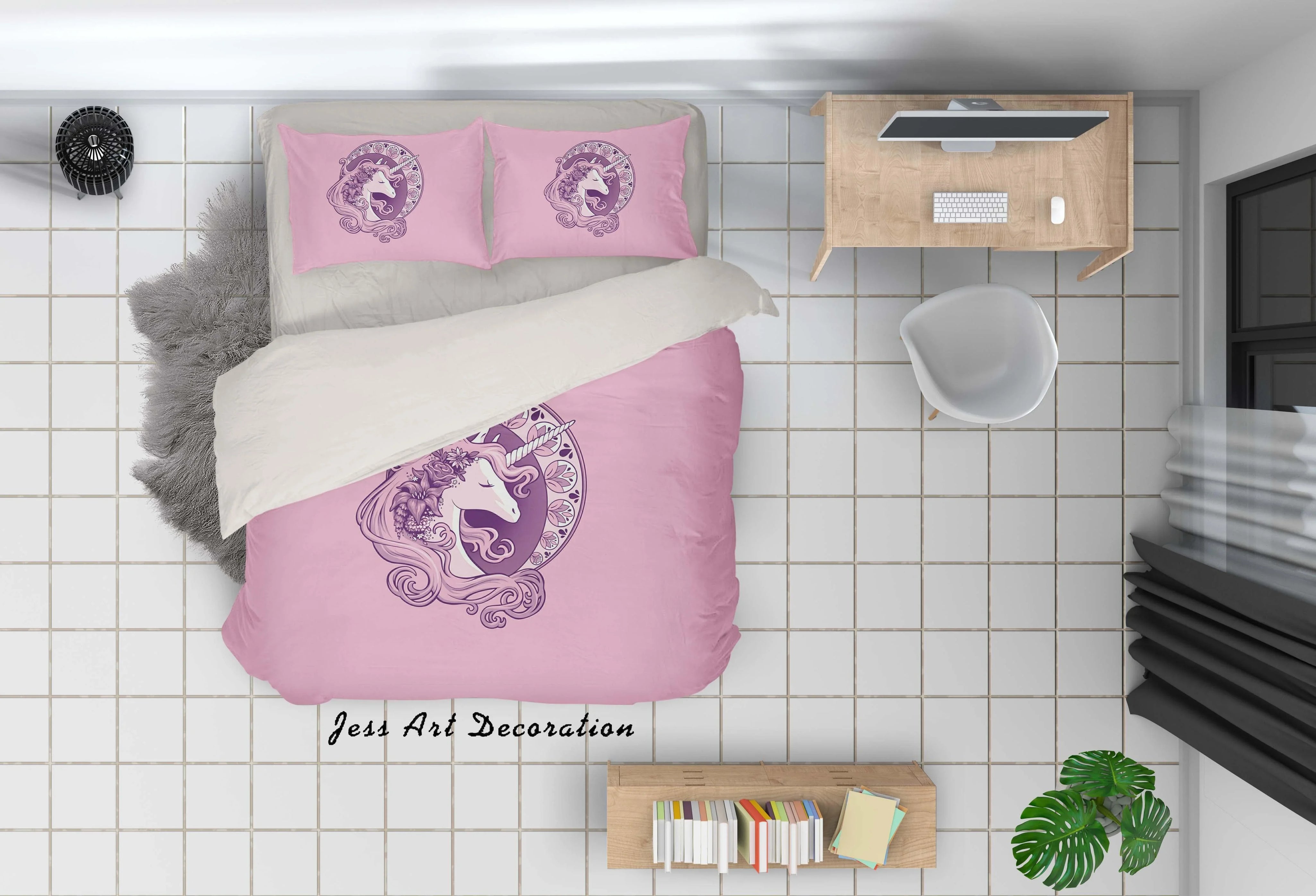 3D Purple Unicorn Quilt Cover Set Bedding Set Pillowcases 16- Jess Art Decoration
