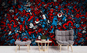3D Cartoon Graffiti Wall Mural Wallpaper sww 196- Jess Art Decoration