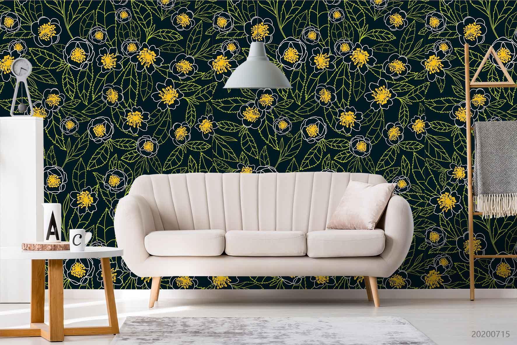 3D Dark Floral Wall Mural Wallpaper SF71- Jess Art Decoration