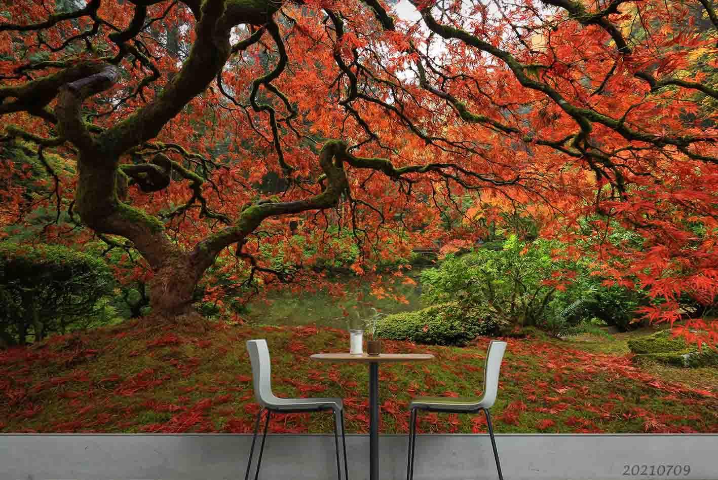 3D Autumn Red Maple Forest Wall Mural Wallpaper SWW3926- Jess Art Decoration