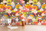 3D rainbow heart floral splice wall mural wallpaper 79- Jess Art Decoration