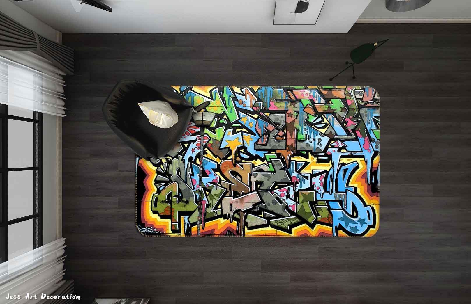 3D Abstract Art Graffiti Non-Slip Rug Mat A444 LQH- Jess Art Decoration