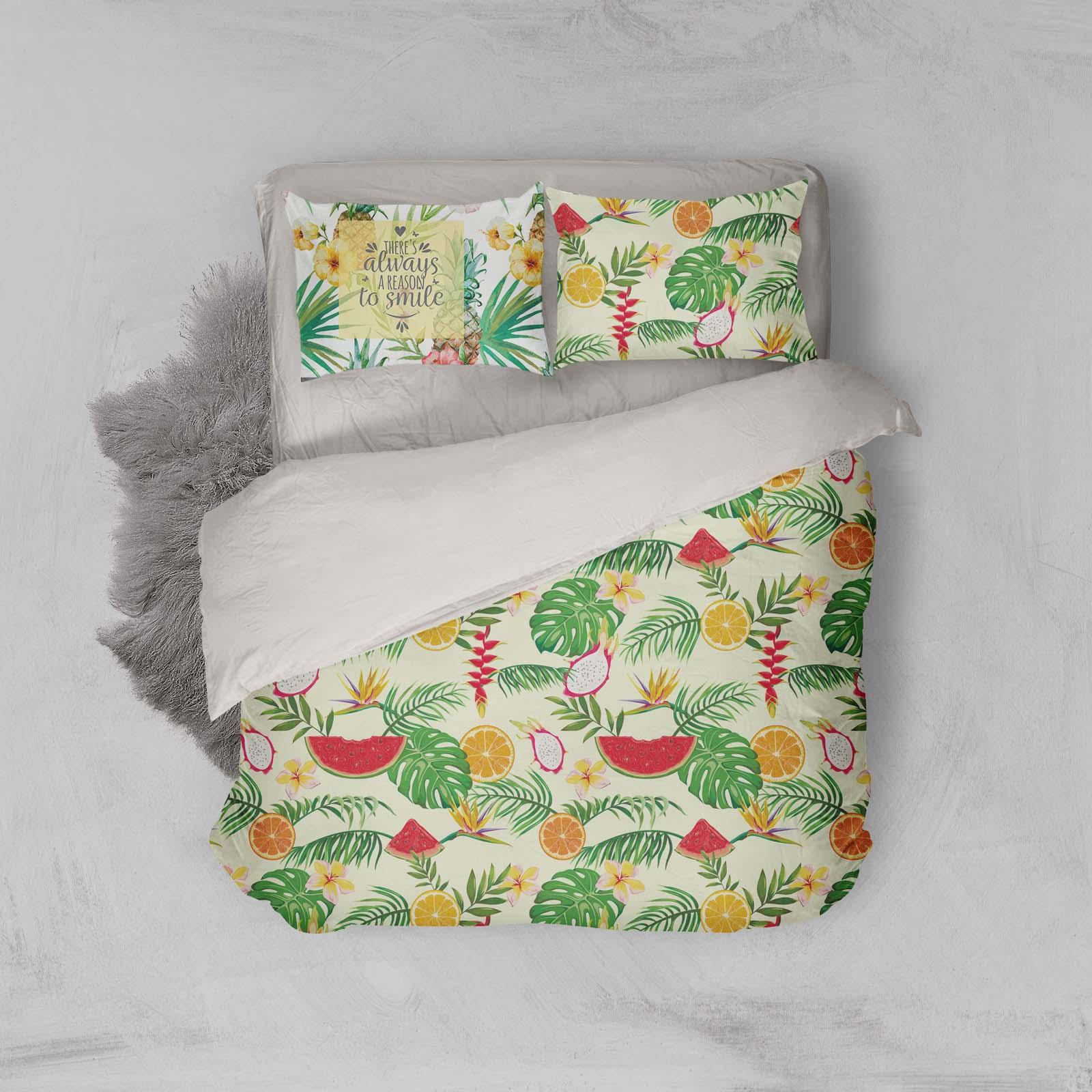 3D Palm Leaves Fruits Quilt Cover Set Bedding Set Pillowcases 24- Jess Art Decoration