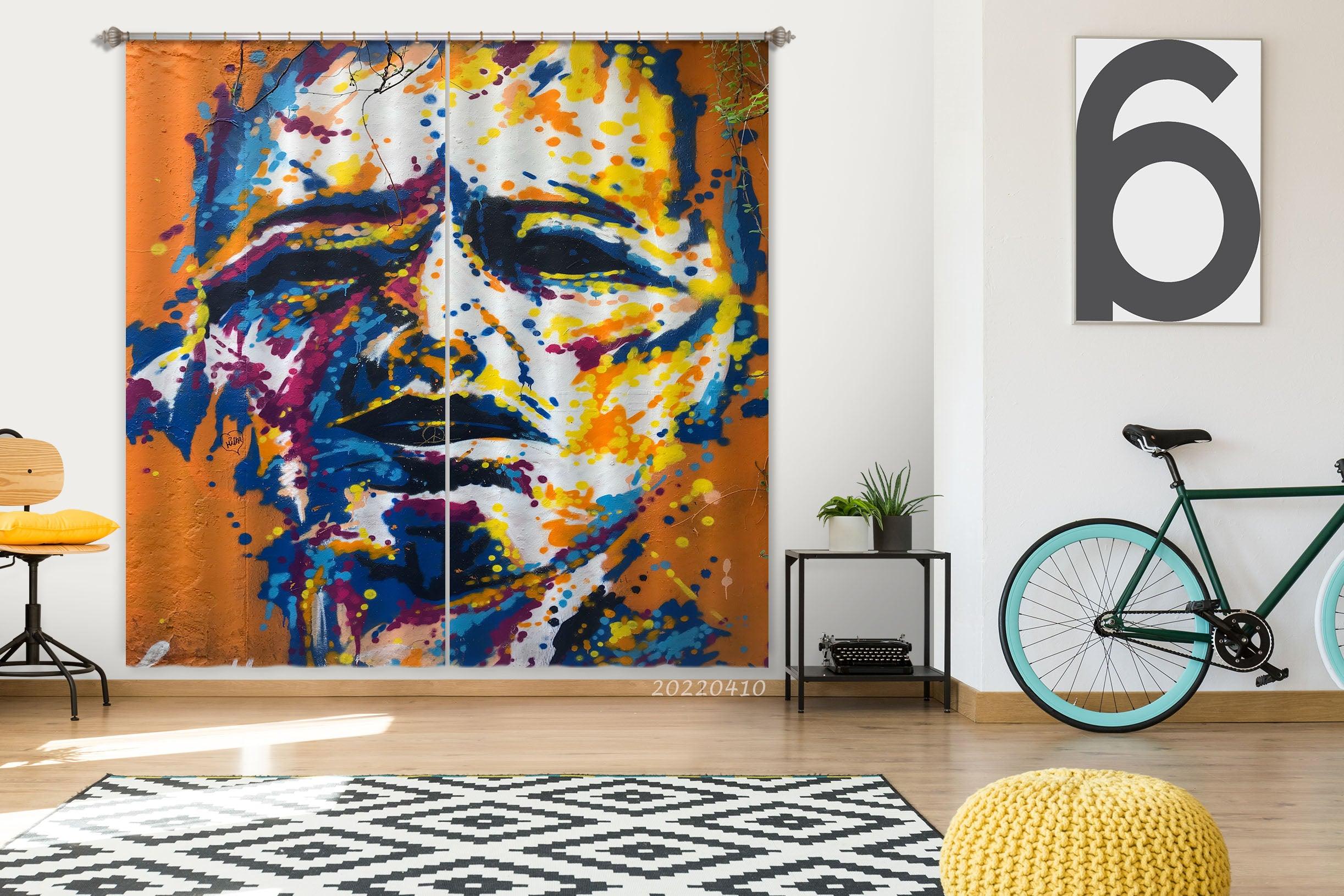 3D Abstract Artistic Graffiti Curtains and Drapes GD 3774- Jess Art Decoration