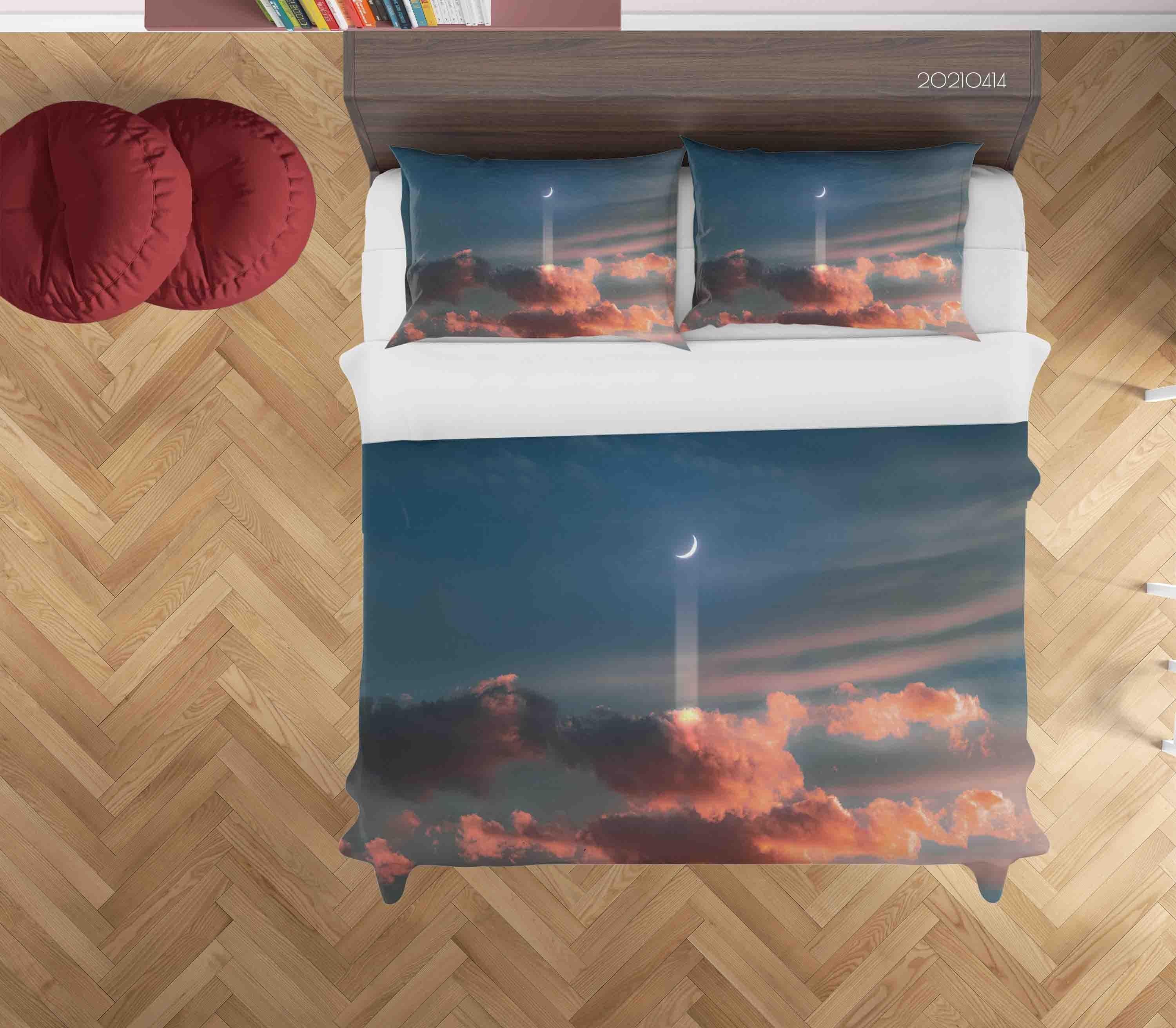 3D Blue Sky Sky Cloud Moon Quilt Cover Set Bedding Set Duvet Cover Pillowcases 25- Jess Art Decoration