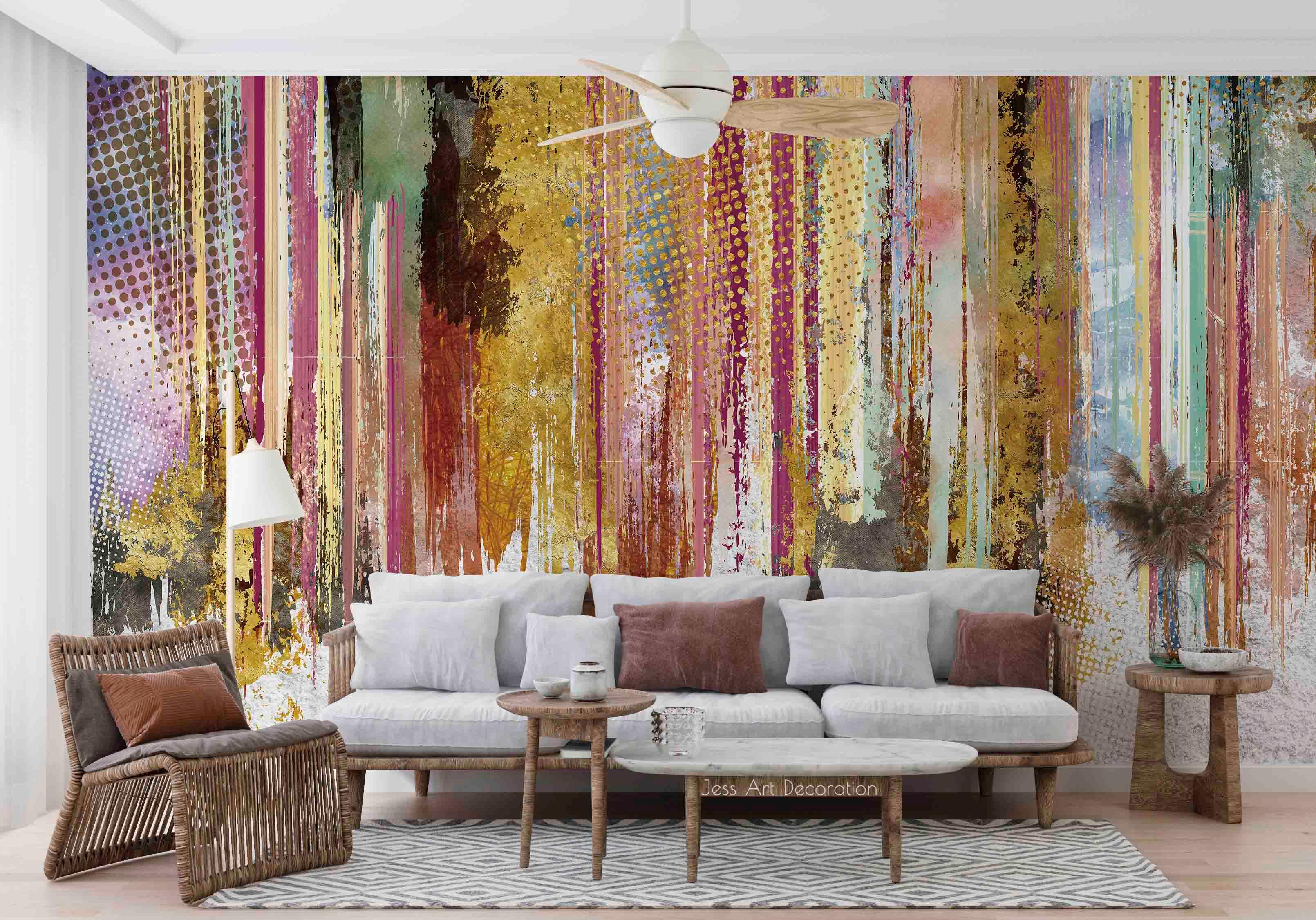Abstract Graffiti Vertical Stripes Wallpaper urban graffiti wall mural for teen room, studio or feature wall
