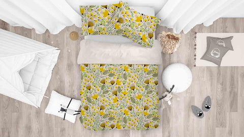 3D Yellow Flowers Quilt Cover Set Bedding Set Pillowcases 3- Jess Art Decoration
