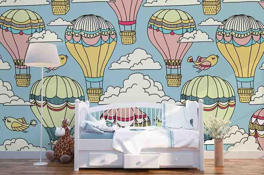 3D Hot Air Balloon Birds Wall Mural Wallpaper SF93- Jess Art Decoration