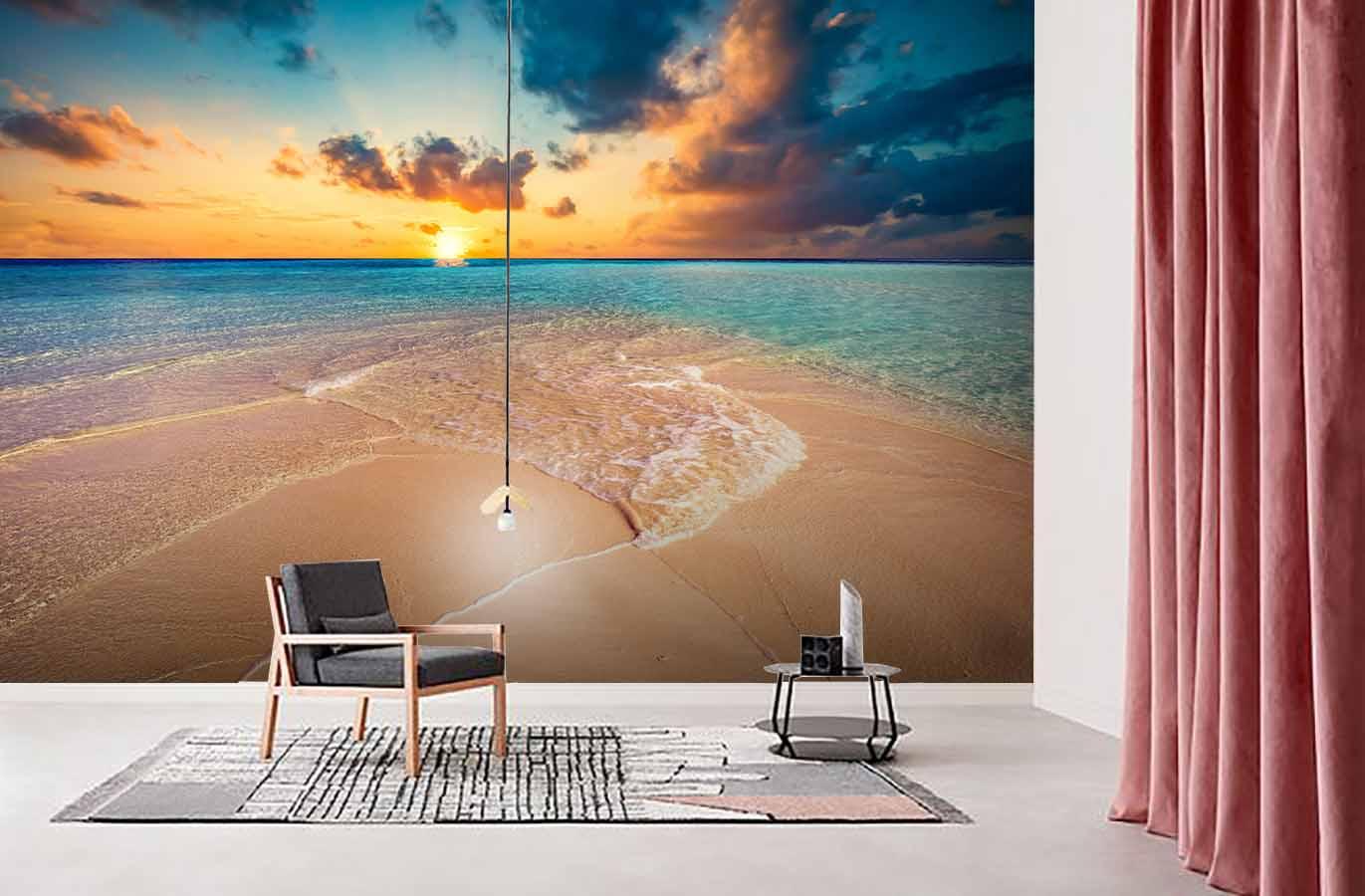 3D sea beach sunset wall mural wallpaper 85- Jess Art Decoration