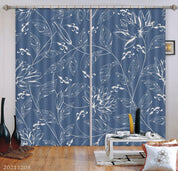 3D Hand Drawn Floral Daisy Leaf Blue Curtains and Drapes LLL 713- Jess Art Decoration
