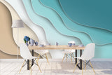 3D blue abstract wave shape wall mural wallpaper 15- Jess Art Decoration