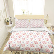 3D Pink Diamond Lattice Floral Quilt Cover Set Bedding Set Duvet Cover Pillowcases SF60- Jess Art Decoration