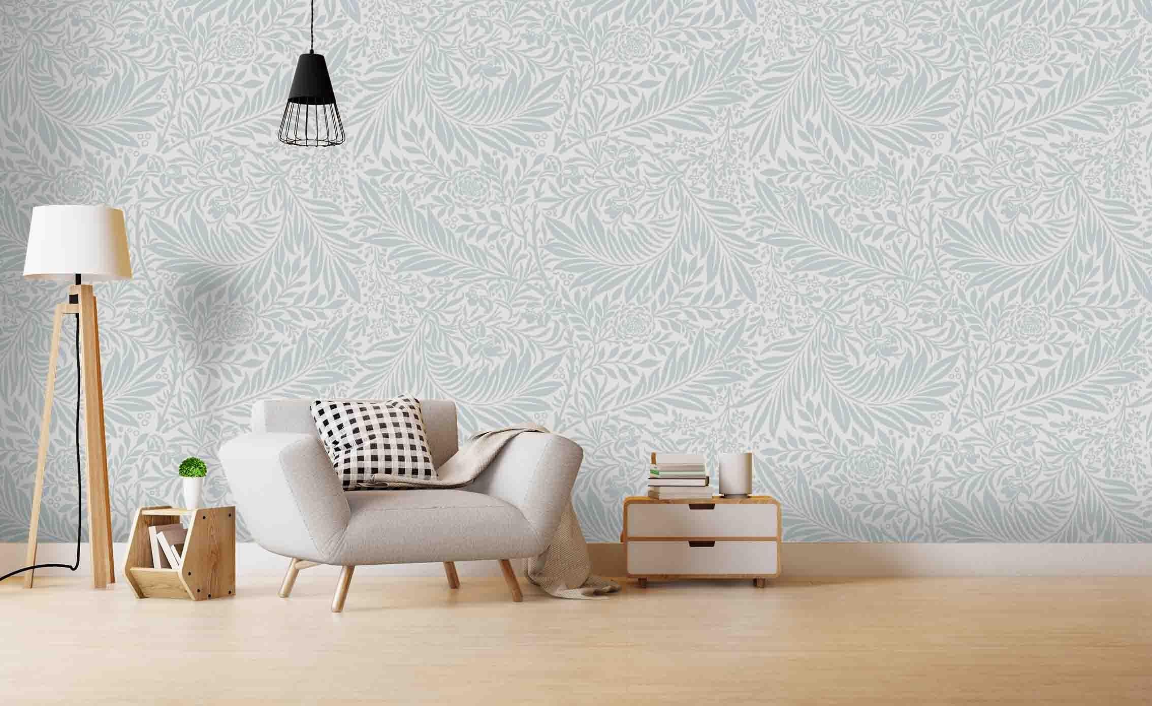 3D Gray Flowers Leaves Wall Mural Wallpaper A145 LQH- Jess Art Decoration