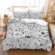 3D Abstract Fun Illustration Doodle Quilt Cover Set Bedding Set Duvet Cover Pillowcases 39- Jess Art Decoration
