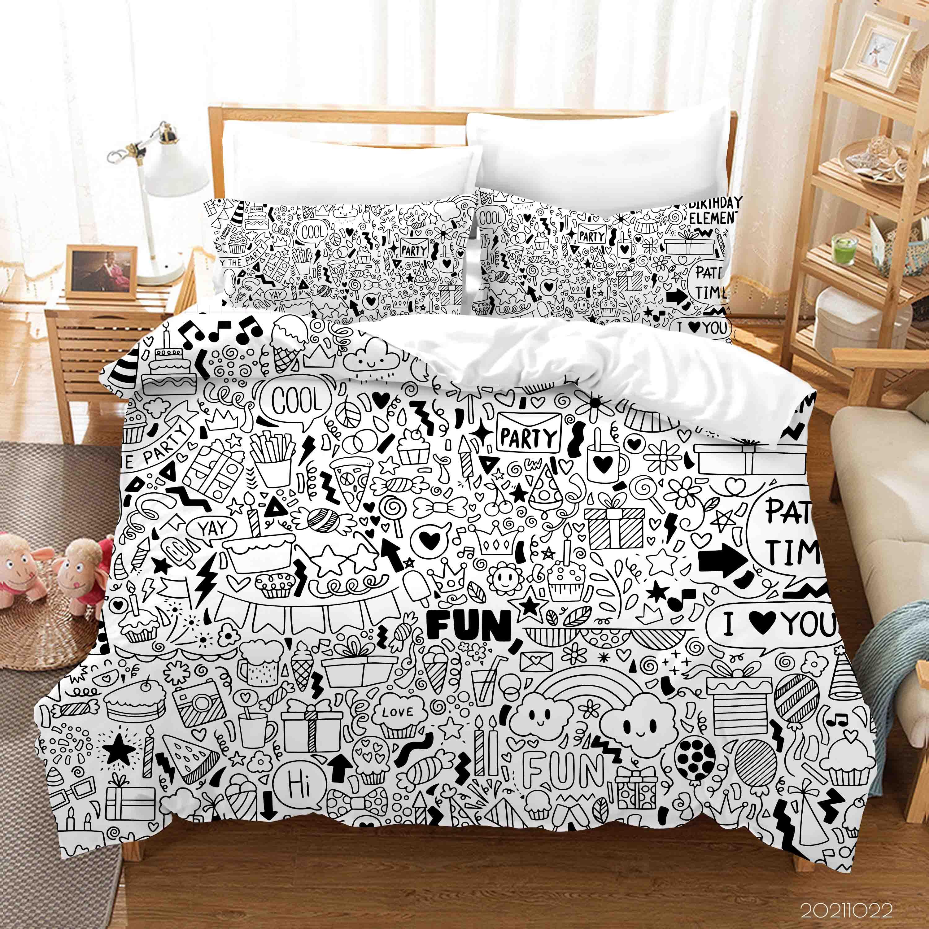 3D Abstract Fun Illustration Doodle Quilt Cover Set Bedding Set Duvet Cover Pillowcases 39- Jess Art Decoration