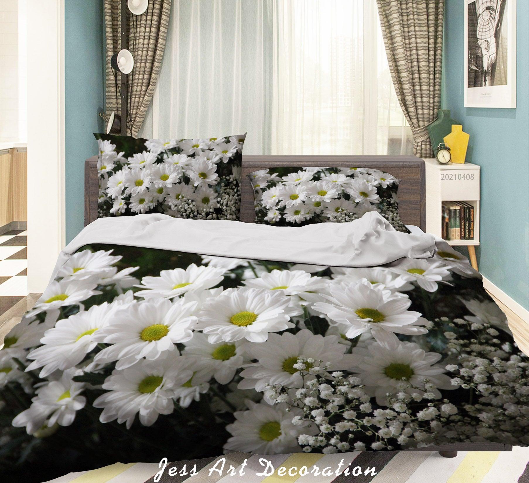 3D White Chrysanthemum Quilt Cover Set Bedding Set Duvet Cover Pillowcases 233- Jess Art Decoration