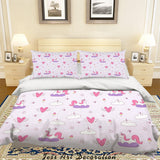 3D Cartoon Unicorn Love Quilt Cover Set Bedding Set Pillowcases 22- Jess Art Decoration