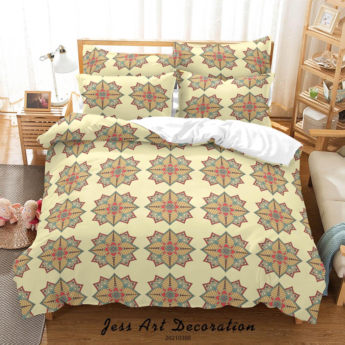 3D Abstract Blue Geometric Floral Quilt Cover Set Bedding Set Duvet Cover Pillowcases 25- Jess Art Decoration