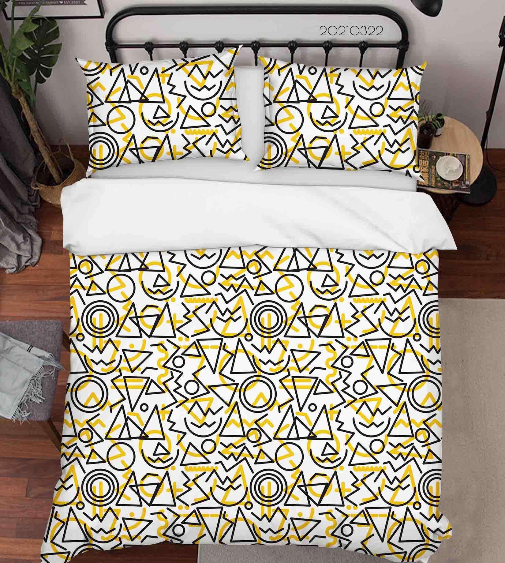 3D Abstract Geometric Pattern Quilt Cover Set Bedding Set Duvet Cover Pillowcases 124- Jess Art Decoration