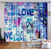 3D Abstract Graffiti Alphabet Love Curtains and Drapes LQH 74- Jess Art Decoration