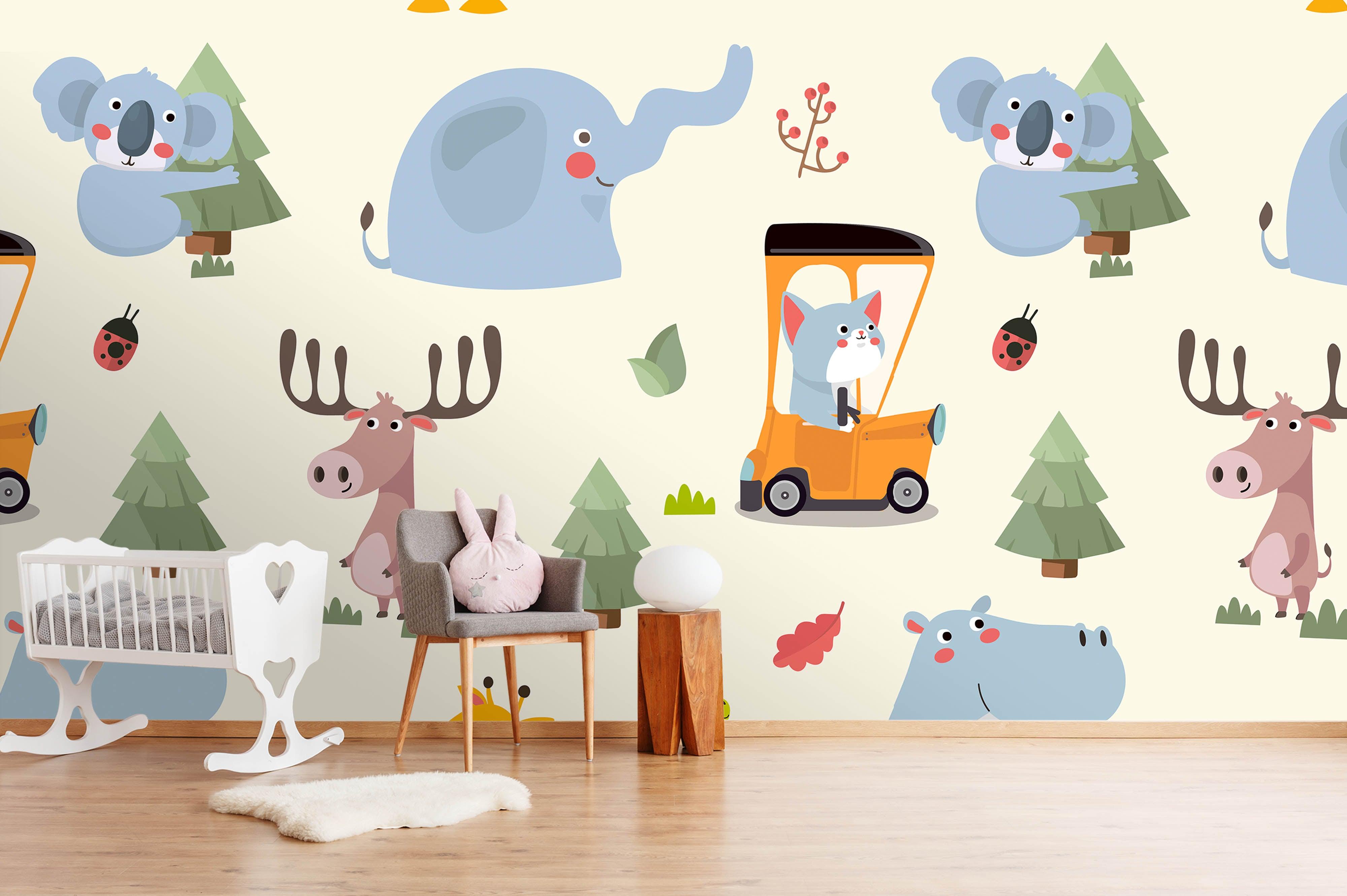 3D cartoon elephant wall mural wallpaper 07- Jess Art Decoration