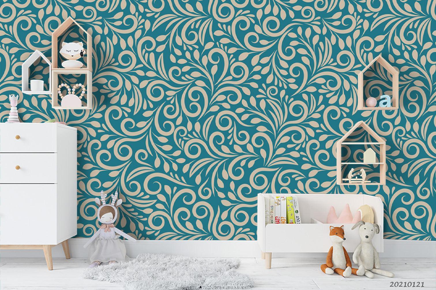 3D Hand Drawn Green Leaf Wall Mural Wallpaper LQH 61- Jess Art Decoration