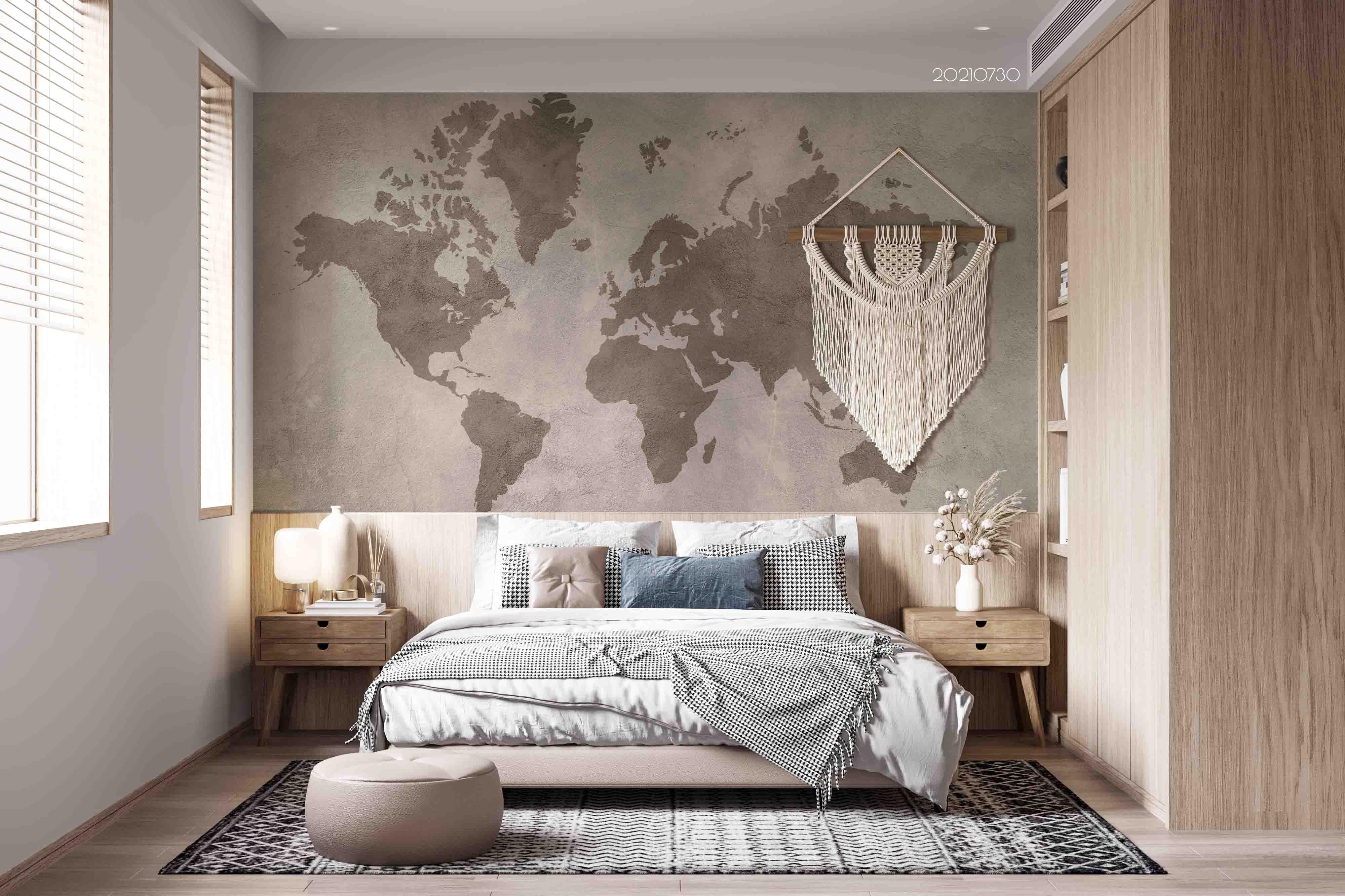 3D Map World Concrete Wall Mural Wallpaper SWW4484- Jess Art Decoration