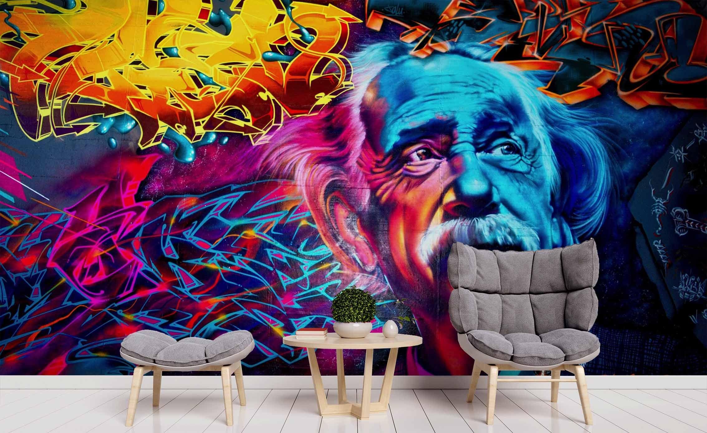 3D Colourful Monkey Graffiti colourful monkey graffiti portrait wall mural wallpaper for living room