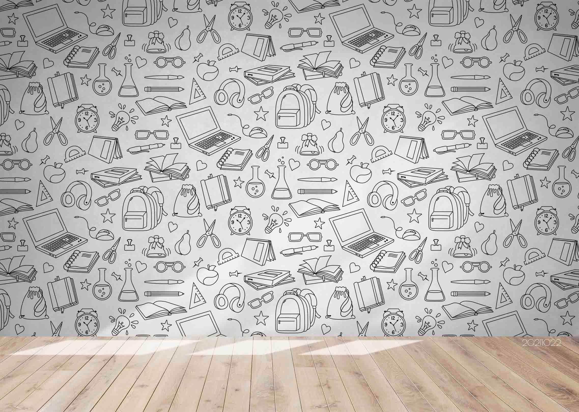 3D Abstract Art School Supplies Graffiti Wall Mural Wallpaper LQH 3- Jess Art Decoration