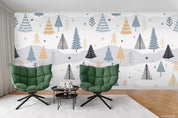 3D Flat Christmas Tree Seamless Pattern Mural Wallpaper WJ 1403- Jess Art Decoration