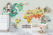 3D Watercolor World Map Christmas Mural Wallpaper WJ 9502- Jess Art Decoration