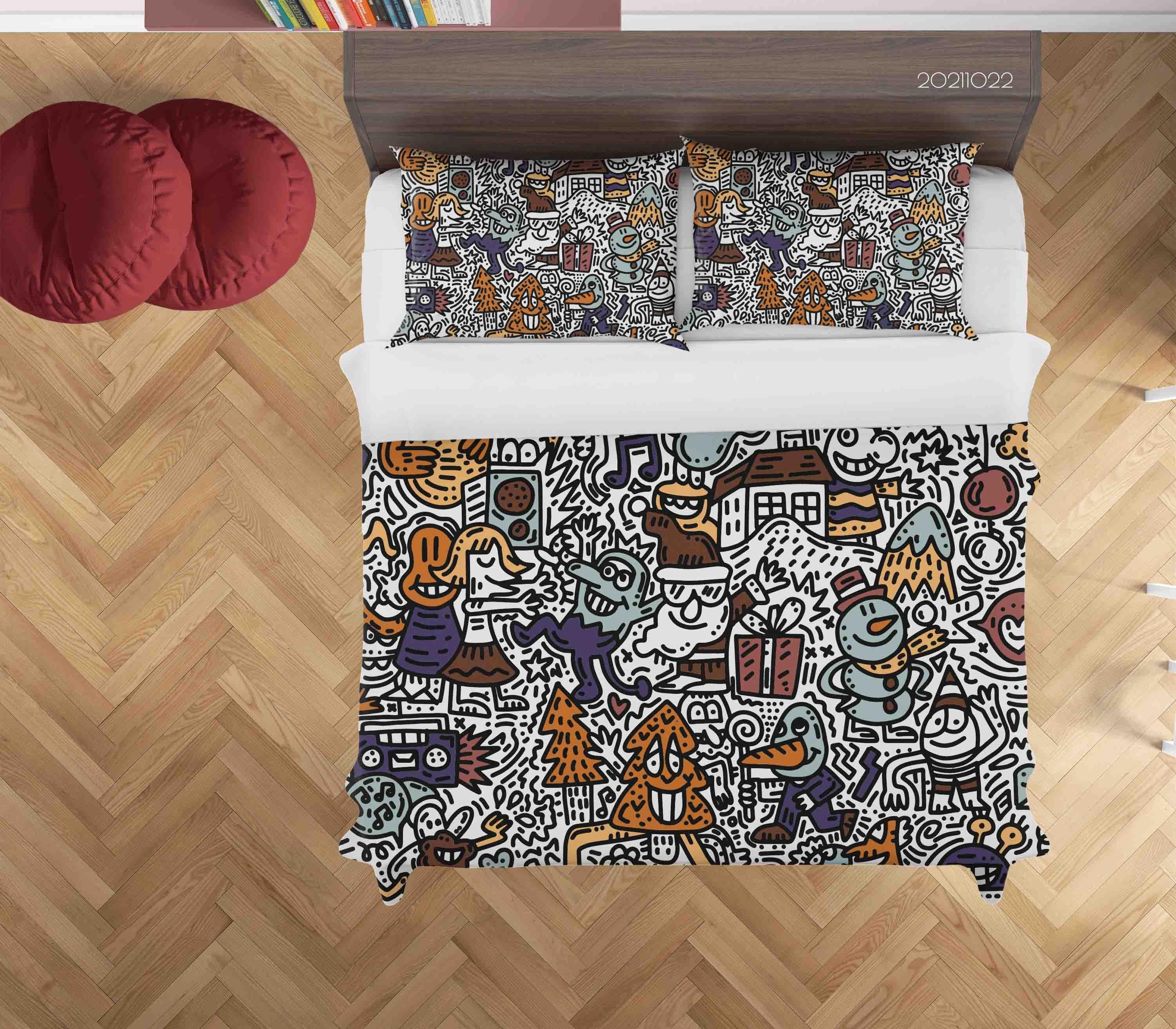 3D Abstract Illustration Art Doodle Quilt Cover Set Bedding Set Duvet Cover Pillowcases 90- Jess Art Decoration