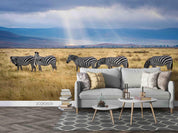 3D  Africa Grassland Zebra Sky Wall Mural Wallpaper SWW1725- Jess Art Decoration