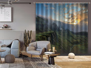 3D Green Mountain Fog Golden Sunbeam Cloud Scenery Curtains and Drapes GD 1396- Jess Art Decoration