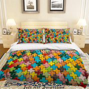 3D Graffiti Colorful Puzzle Quilt Cover Set Bedding Set Duvet Cover Pillowcases LXL- Jess Art Decoration
