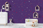 3D Cartoon Purple Space Star Wall Mural Wallpaper LQH 60- Jess Art Decoration