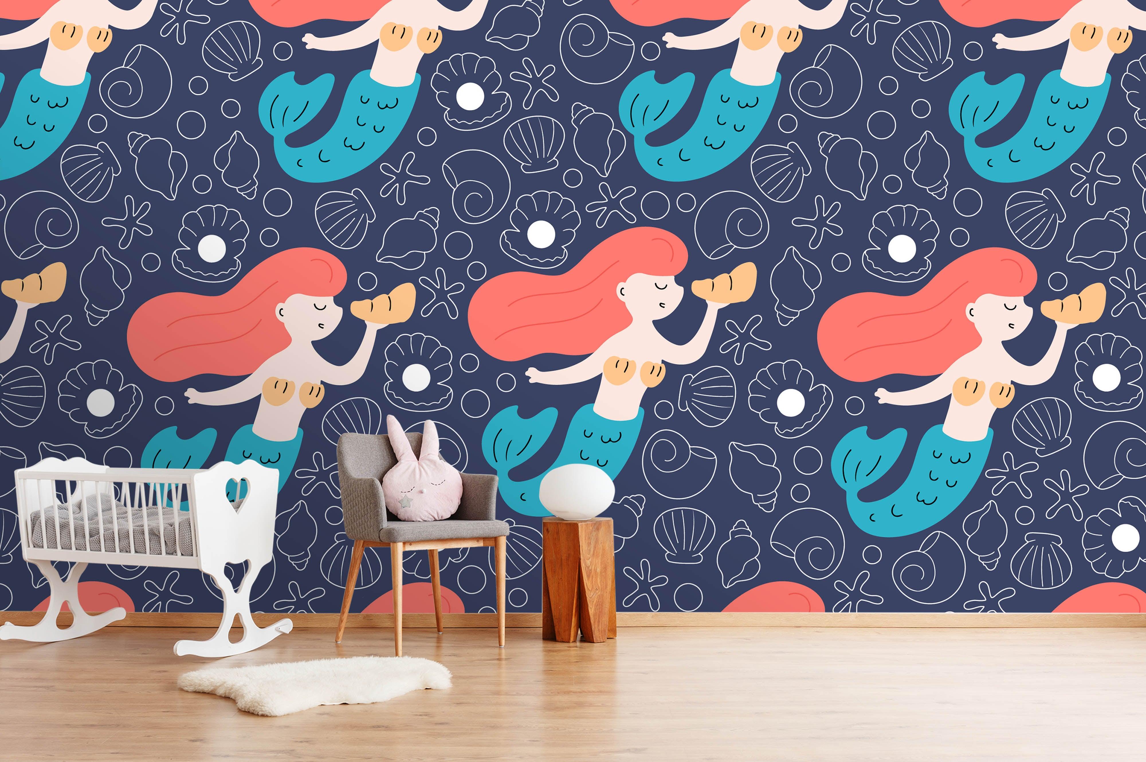 3D Mermaid Conch Shell Wall Mural Wallpaper 84- Jess Art Decoration