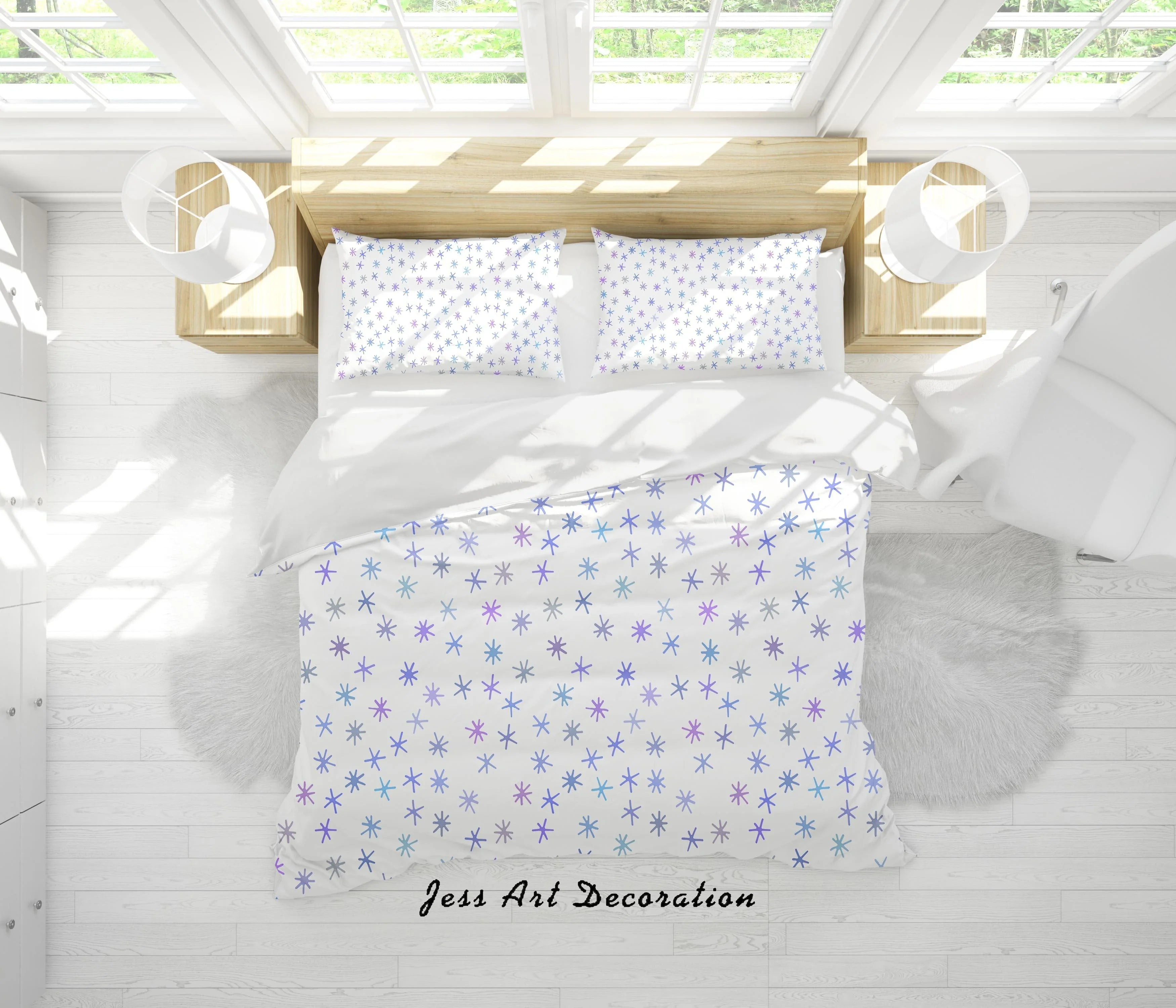3D Blue Purple Floral Quilt Cover Set Bedding Set Duvet Cover Pillowcases SF79- Jess Art Decoration