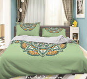 3D Abstract Green Floral Quilt Cover Set Bedding Set Duvet Cover Pillowcases 305- Jess Art Decoration